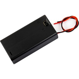 whiteeeen 2pcs 2 AA Battery Box Case with Switch Cover Black Plastic Cell Holder Spring Clip Wire Leads (2X 1.5V, Total 3V)