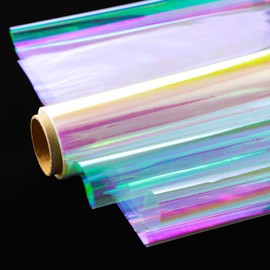 shareluck Iridescent Cellophane Wrap for Gift Baskets Christmas Rainbow Wrapping Film (50' Long x 17" Wide) Colored Film Roll to Wrap Gift Baskets, Flower, DIY Craft for Christmas Decor.