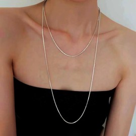TseenYi Boho Round Snake Chain Necklace Gold Snake Chain Pullover Chain Necklace Side Snake Chain Pullover Necklace Long Chain Drop Necklace Jewellery for Women and Girls, Zinc, No Gemstone