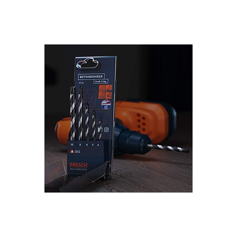 Presch Concrete Drill Bit Set Professional 5-Piece – High-Quality Masonry