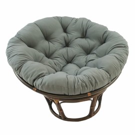International Caravan Furniture Piece 42-Inch Rattan Papasan Chair with Solid Twill Cushion