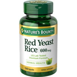 Nature's Bounty Red Yeast Rice Pills and Herbal Health Supplement, Dietary Additive, 600mg, 120 Capsules