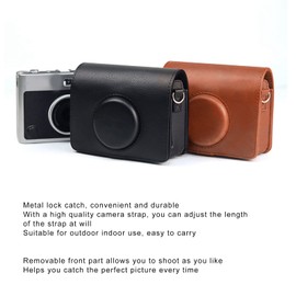 Elegante Funda de Piel Sintética para Cámaras Fuji Mini EVO, Diseño Desmontable con Correa Ajustable para el Hombro (Negro)