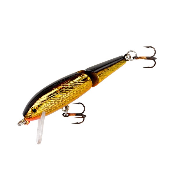 Rebel Lures Jointed Minnow Crankbait Fishing Lure, Gold/Black, 1 7/8 in, 3/32 oz