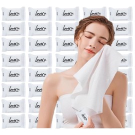 Premium Disposable Washcloths for travel, 40pcs Portable Disposable Pure Cotton Compressed Towels for Face Hand Washing, Thick Large, Reusable Compact, for traveling Camping, Hiking, Backpacking