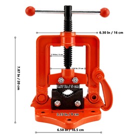 MUKLEI 2 Pack 0.4 to 2.4 Inches Bench Pipe Vice, Heavy Duty Forged Pipe Vise Bench Yoke Vise Threader Pipe Plumbing Vise Tools for Cutting, Fixing Pipes from 10 to 60mm, Orange