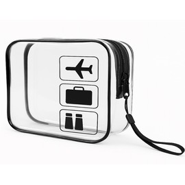 Yuexitech Clear Travel Toiletries Bag – TSA Approved Toiletry Bag, Quart-Size Clear Plastic Pouch Meets Airport Security Liquids Bags Requirements for Carry-On, Black