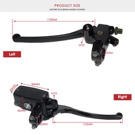 Brake Clutch Lever Master Cylinder Set for Motorcycles 0.9 inch (22 mm) Handles, Universal