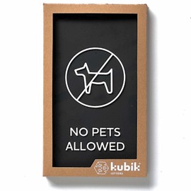 Kubik Letters No Pets Allowed Sign for Business - No Dogs Allowed Sign - No Pets Sign - No Pets Allowed Sign - No Animals Sign - Absolutely No Dogs Allowed - Modern Design Door Sign for Business