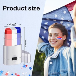 Rismise Red White Blue Stick Face Paint 2 PCs Patriotic America USA Face Body Paint 4th of July Face Paint Independence Day Face Painting Kit for Independence Day Makeup Baseball Softball Players