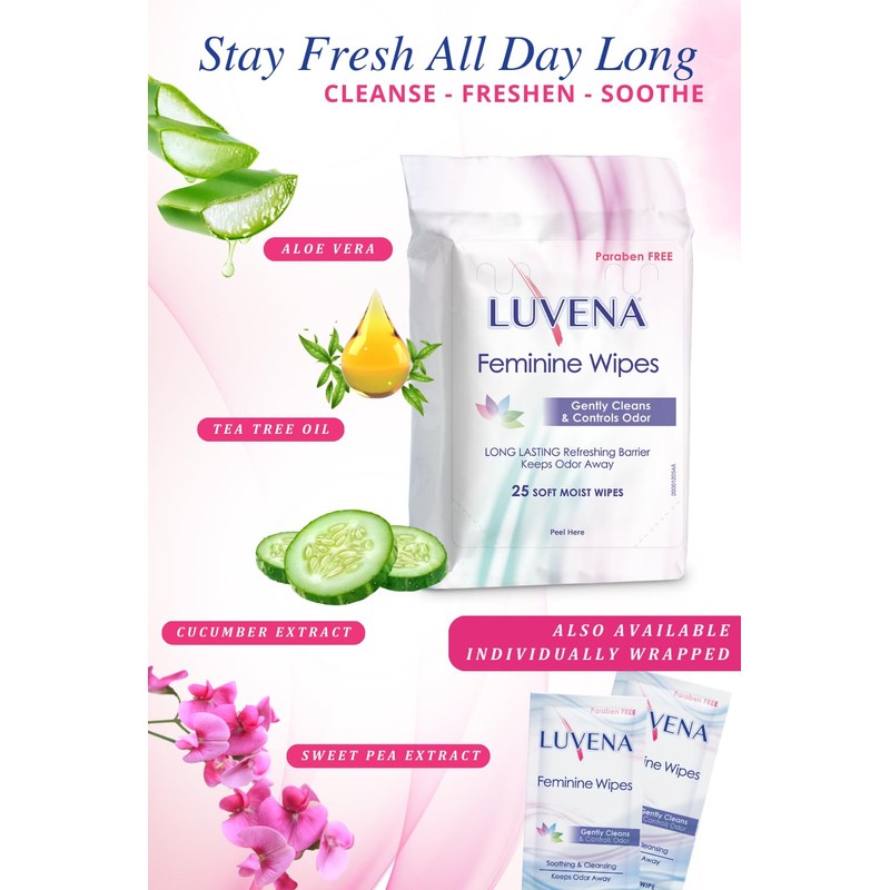 Luvena Feminine Wipes - Soft Wet Wipes for Women -