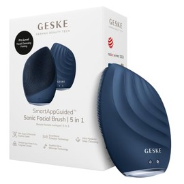 GESKE | Cepillo facial SmartAppGuided™ 5 en 1 | Cepillo de limpieza facial eléctrico | Cepillo de silicona suave | Limpieza facial profesional | Dispo