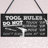 RED OCEAN Funny Tool Rules Garage Man Cave Workshop Shed
