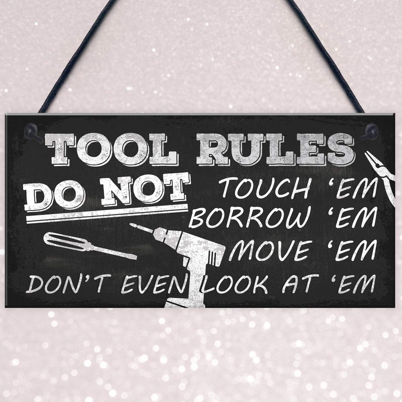 RED OCEAN Funny Tool Rules Garage Man Cave Workshop Shed
