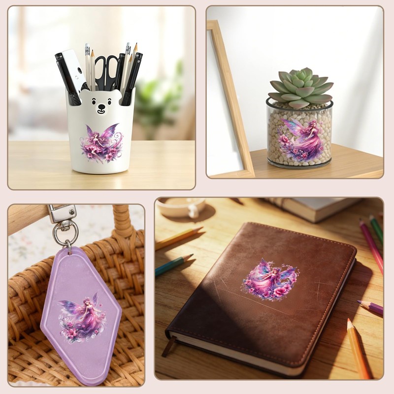 105PCS Watercolor Cute Fairy UV DTF Stickers for Keychains