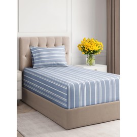 Extra Deep Pocket Twin XL Sheets - 3 Piece Breathable & Cooling Bed Sheets - Hotel Luxury Bed Sheet Set - Soft, Wrinkle Free & Comfy - Easily Fits Extra Deep Mattresses - Blue Striped Sheets Set