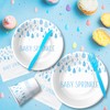 HIPVVILD Raindrop Sprinkle Baby Shower Decorations Kids Tableware, Blue Raindrops