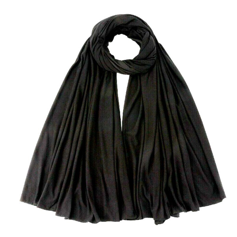 Hijab Premium Jersey Style Head Scarf Long Wrap Shawl (Black)
