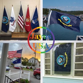 Jayus Embroidery Double Sided Navy Flag 3x5 Ft- United States Naval Military Flag- USNA Army Flags with 2 Brass Grommets Banner and UV Fade Resistant
