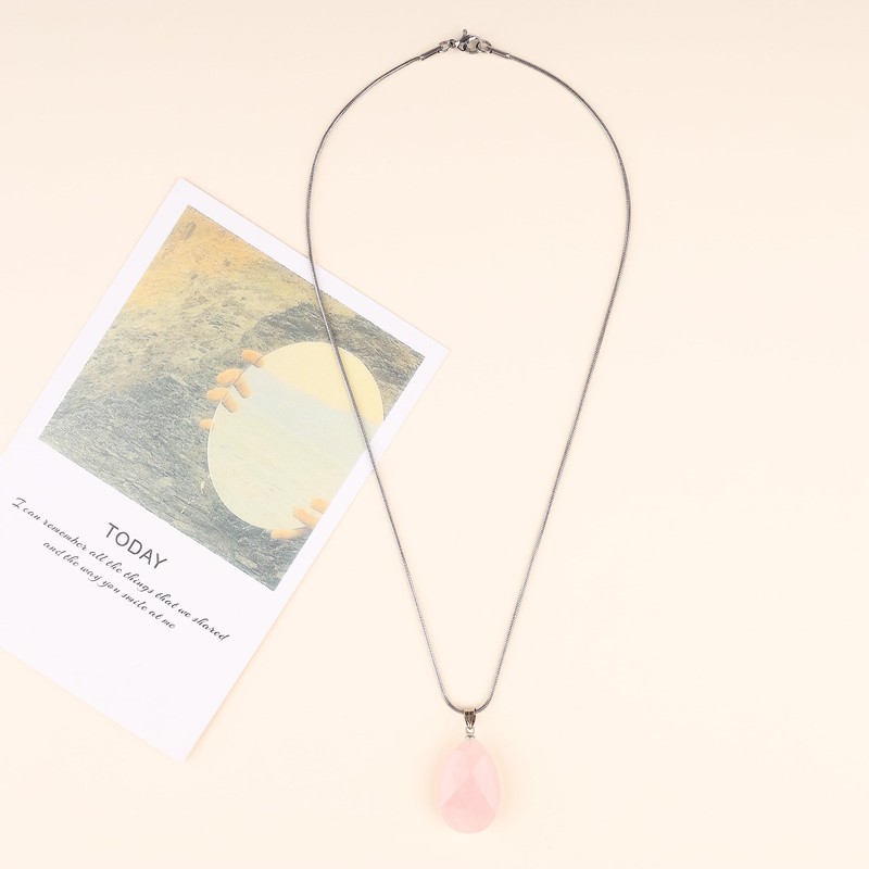 Koai Women's Cut Rose Quartz Power Stone Necklace, Rose Quartz,