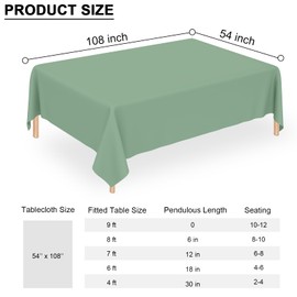 QISOLIY 3 Pcs Sage Green Tablecloth Plastic Table Cloth for Parties Disposable Rectangle Sage Green Table Cloths for Baby Shower Wedding Birthday Holiday Party Decorations 54 ×108 Inch