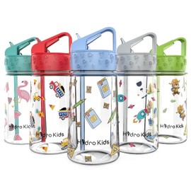 HydroKids Water Bottle with Straw – 400ml BPA Free Kids Water Bottles for School Travel Sports – Leakproof Childrens Drink Bottle for Girls Boys Childs