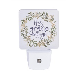 Dexsa His Grace is Enough Night Light - LED Plug in Auto On/Off - Automatic, Safe, Illuminates | Adds The Perfect Touch to Any Room | Inspirational Nightlight