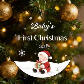 Baby First Christmas Ornament 2025 Hanging Ornaments, 2D Acrylic Baby for Tree Decoration, New Baby Gifts Xmas Decor for Stocking Stuffers Xmas Tree Decoration
