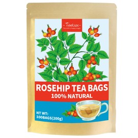TeeLux Rose Hips Tea Bags, Premium Rosehip Herbal Tea, Fruity Flavor and Aroma, Caffeine-free, 100 Count