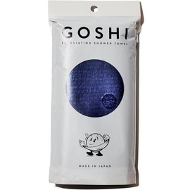 GOSHI Exfoliating Shower Bath Towel - Rip-Resistant Personal Exfoliating Washcloth, Cleaning, Scrubber for All Skin Types - Made in Japan:_Indigo Blue