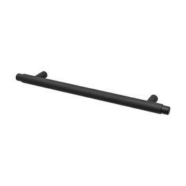 Decoranddecor Aurelia - Round Knurled Cupboard Handles | T-Bar Cabinet Handles | Kitchen Cupboard Pulls | Furniture Knobs - Matt Black - 160mm Hole Centre Distance