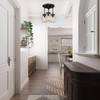 LALUZ Mason Jar Flush Mount Ceiling Light, 3-Light Black Farmhouse