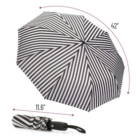 Mr. Pen Windproof Travel Umbrella - Zebra Stripes, Automatic, Compact, Rain & Windproof
