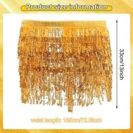UOY Glitter Skirt Women's Sequin Skirt, Skirt Women's Tassels Sequins Tassel Skirt Glitter Skirt Women's Sequins Skirt for Women, gold