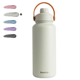 Blackube Water Bottle, 1 Liter, Vacuum Insulated, Direct Drinking, Stainless Steel, Hot & Cold Insulated, Sports Bottle, For Boys, Girls, Adults, Kids, Brown White