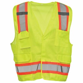J. J. Keller & Associates, Inc. 5-Point Breakaway Safety Vest, Hook & Loop, Type R Class 2, Large-XL, Lime, SAFEGEAR