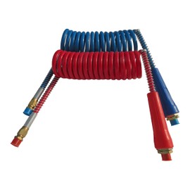 Road King Truck Parts Coiled Air Set Line Assembly Red & Blue Truck Trailer Set with Dura-Grips, 15' Length; 2 X 12 Leads