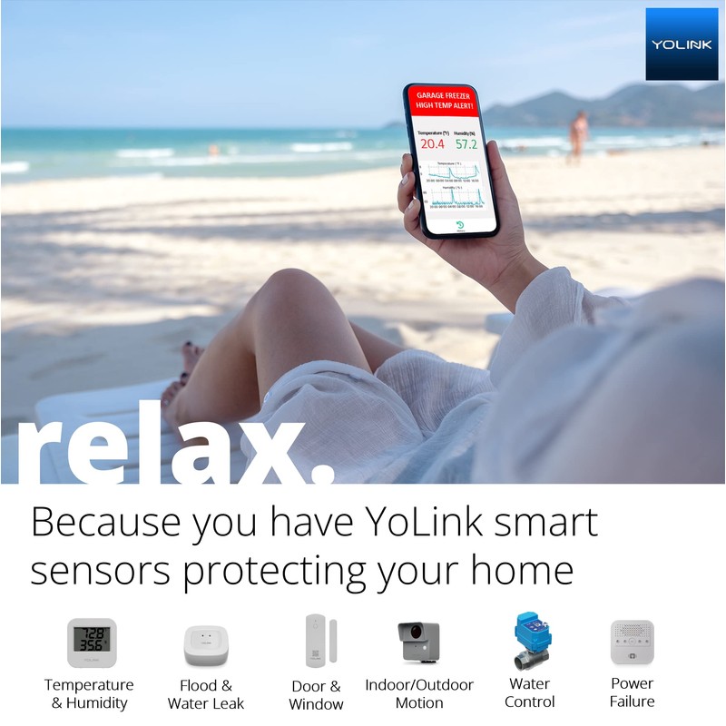 YoLink Smart Outdoor Temperature & Humidity Sensor, Hygrometer, Thermometer, 1000'