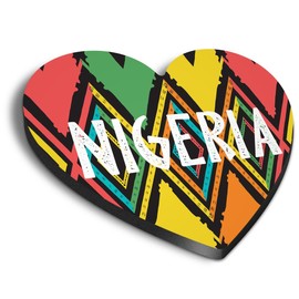 1x Heart MDF Magnet 6cm - Nigeria African Tribal Design - Fridge Locker Office Whiteboard Toolbox #60077