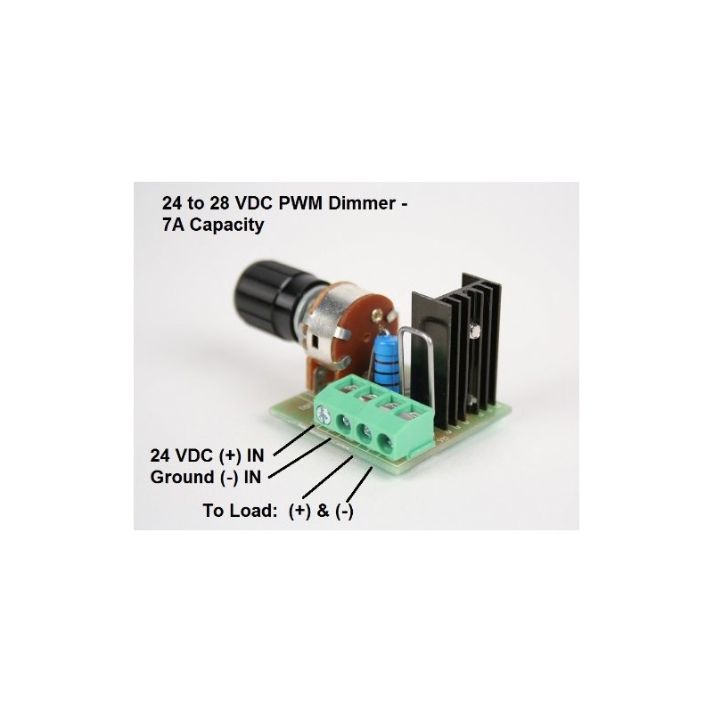 24 Volt LED PWM Dimmer, 7 Amp Capacity, DC Lighting