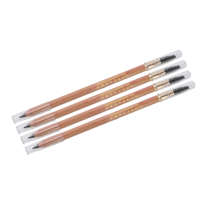 4pcs Eyebrow Pencil Double Head Eyebrow Makeup Pen Wood Handle