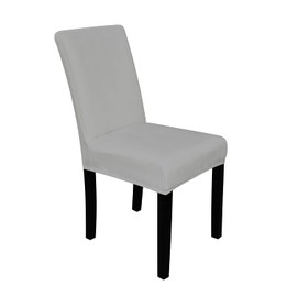 WedDecor Velvet Chair Cover 2 Pieces, Velvet Stretch Chair Seat Cover, Removable & Washable Dining Chair Slipcover for Kitchen, Wedding, Hotel, Banquet, Highback Chair Protector, Silver Grey