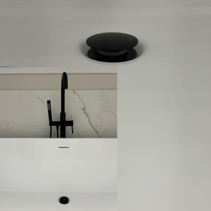 Pop-up Tub Drain Kit, Matte Black Tub Stopper for Freestanding
