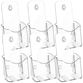 EXTRAPINS Pack of 6 Acrylic Flyer Stands, 100 x 200 mm Brochure Holder, Table Brochure Stand, Flyer Stand, Transparent Brochure Holder for Brochures, Postcards, Flyers, Menus, for Standing and Hanging