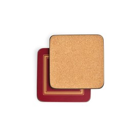 Pimpernel Classic Burgundy Collection Coasters | Set of 6 | Cork Backed Board | Heat and Stain Resistant | Drinks Coaster for Tabletop Protection | Measures 4” x 4”