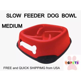 BFSEALS Slow Fedeer Pet Eater Bowl, MEDIUM, Elegant Red color