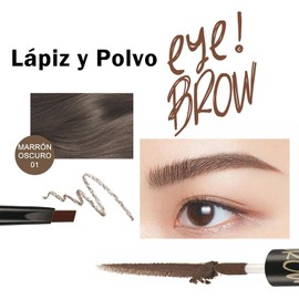 Erinde Larga Duración Lápiz de Cejas, 2 en 1 Polvo Mate Para Cejas y Lápiz de Cejas Resistente al Agua, Rellena y Cejas Naturalmente con Aplicación Precis, Creación de una Forma Natural de Cejas,1#