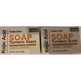 Poleview Kojic Acid Tumeric Scent Natural Skin Brightening Soap Bar 2 Pack