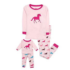 Leveret Kids & Toddler Pajamas Matching Doll & Girls Pajamas 100% Cotton 2 Piece Pjs Set (Size 8 Years, Horse)