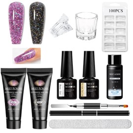 MEET ACROSS Poly Nail Gel 10Pcs Nail Extension Gel Set and Nail Extension Starter Kit for Beginners Nail Art DIY Home Gifts for Women (SET-7, 10pcs)